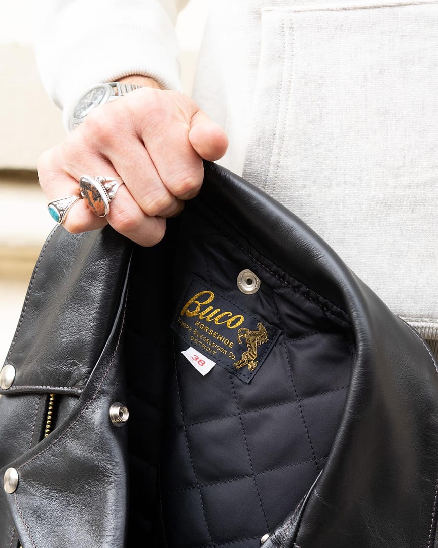 The Real McCoy s Buco J 24 Leather Jacket Black Clutch Cafe