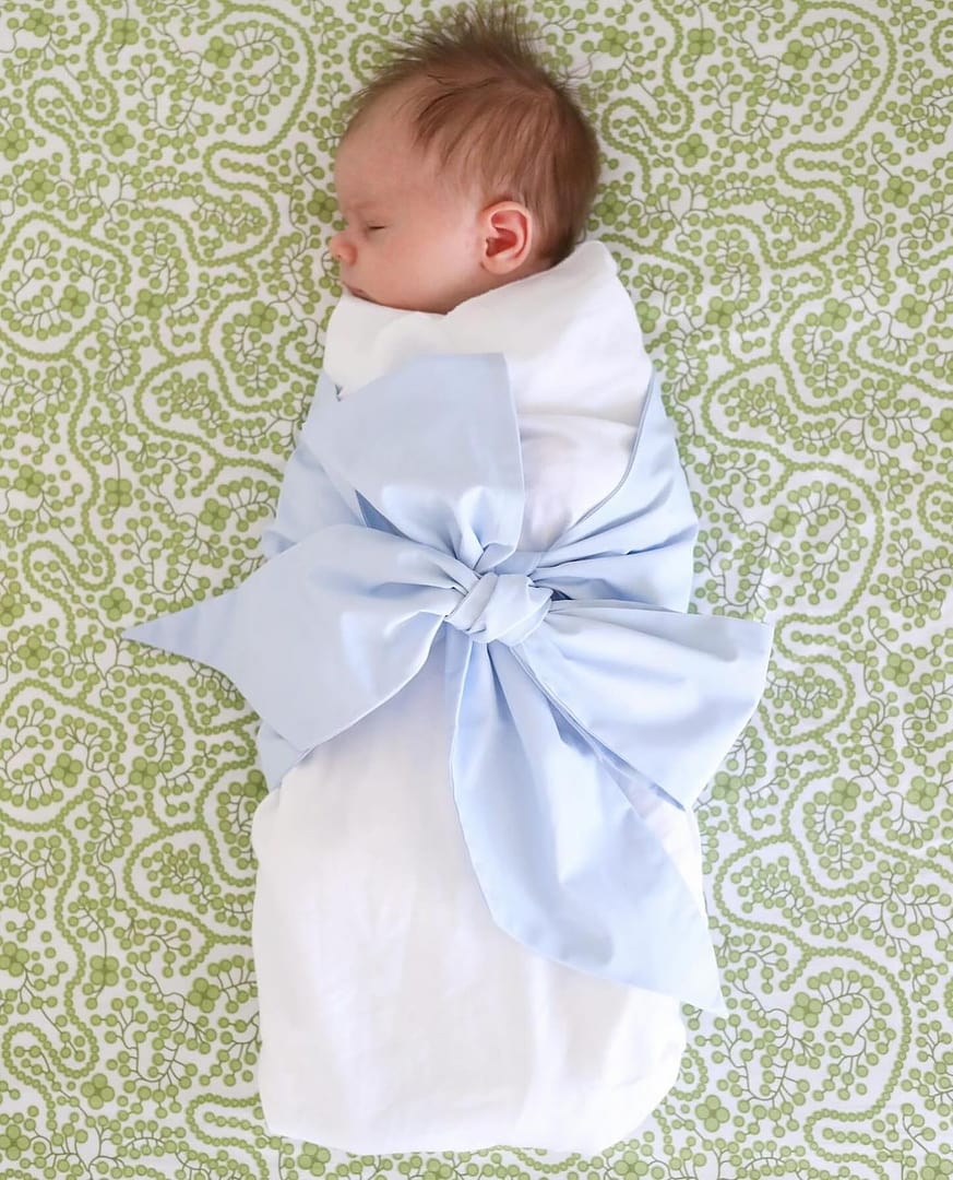 Blue bow swaddle hotsell