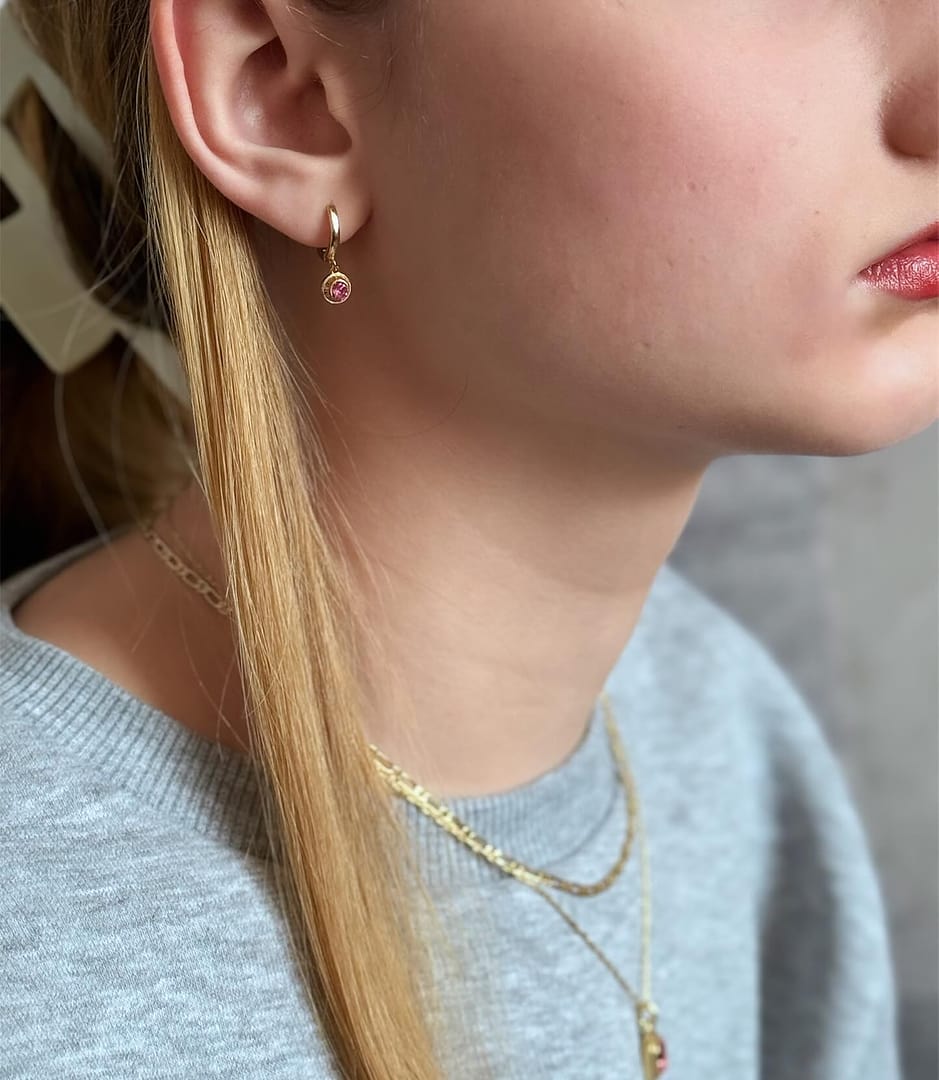 October Birthstone Huggie Hoop Earrings Made With Swarovski Crystals