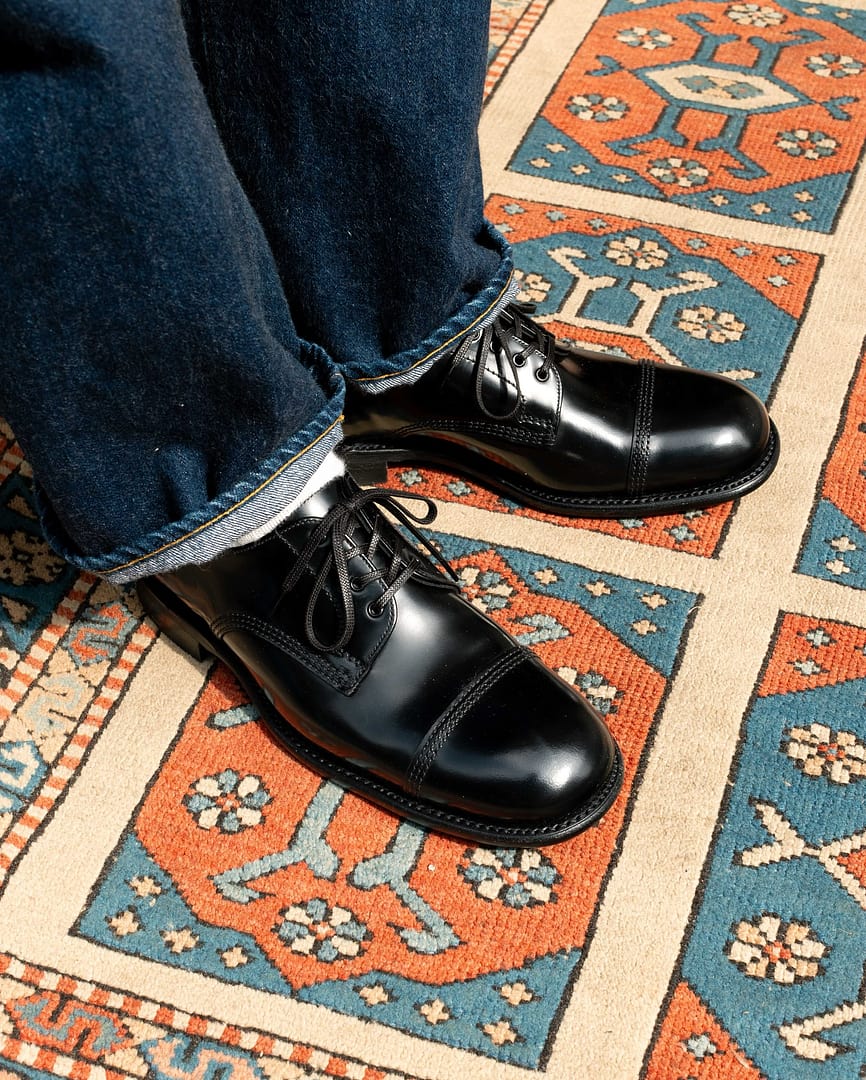 Sanders Japan BGS Derby Shoe Black 2545B Clutch Cafe