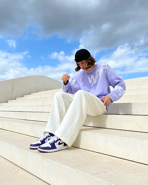 Purple and white jordan on sale outfit